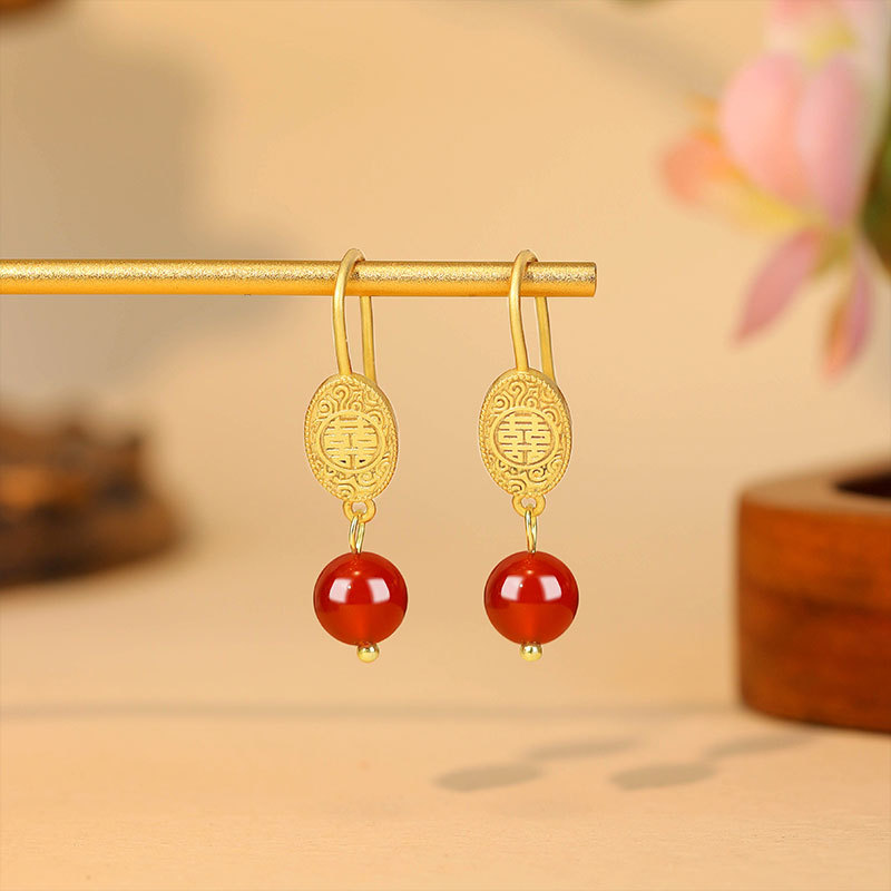 Gold Plated Jewelry - Boucles d'oreilles en perles de jade