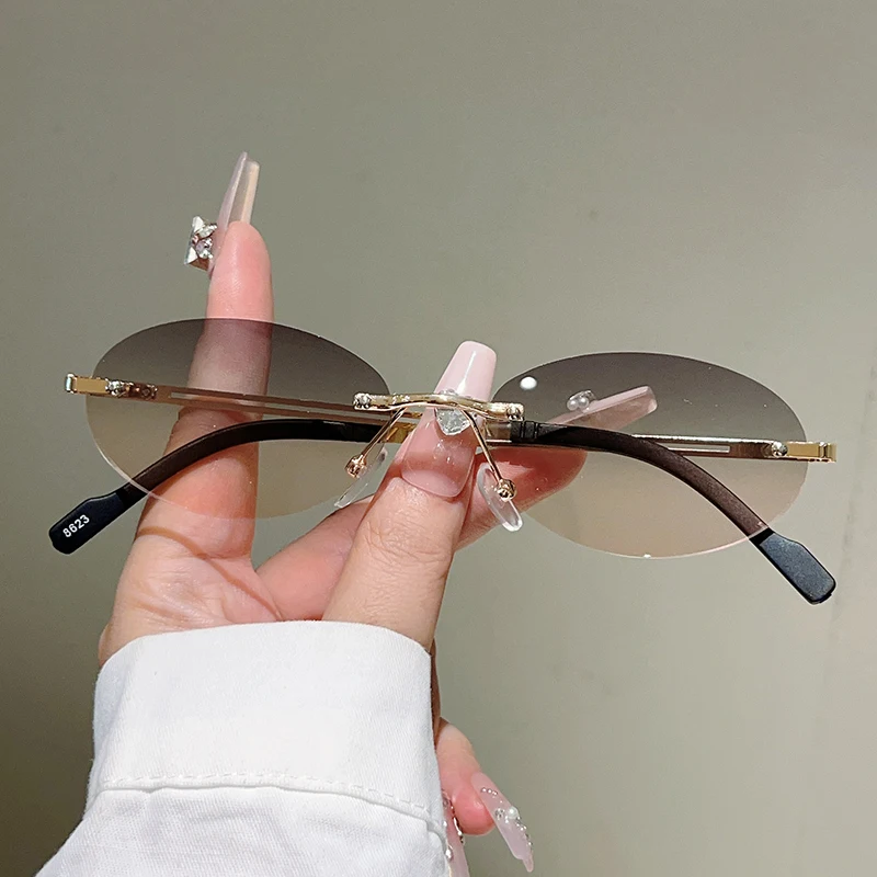 Sunglasses Uv400 - Lunettes de soleil ovales sans monture