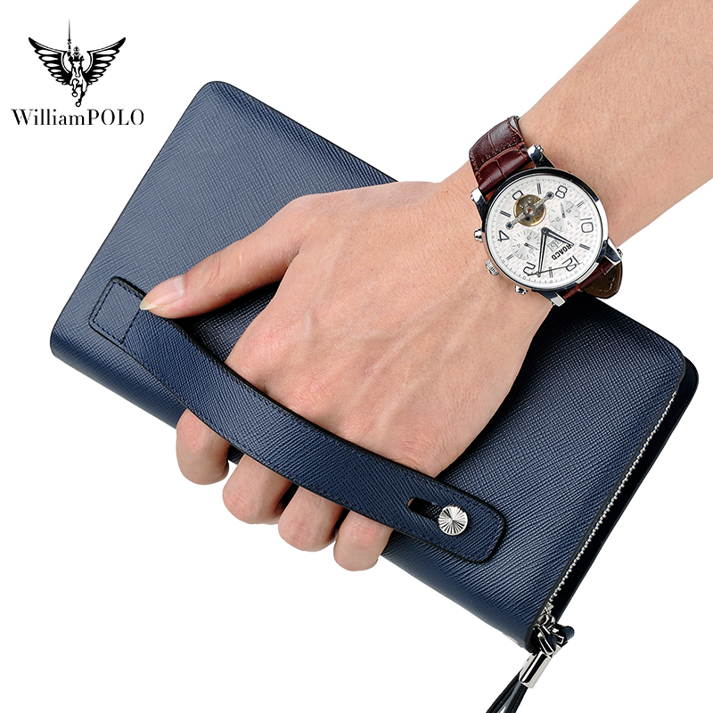 Leather Wallet Men - WILLIAMPOLO Pochette de luxe en cuir