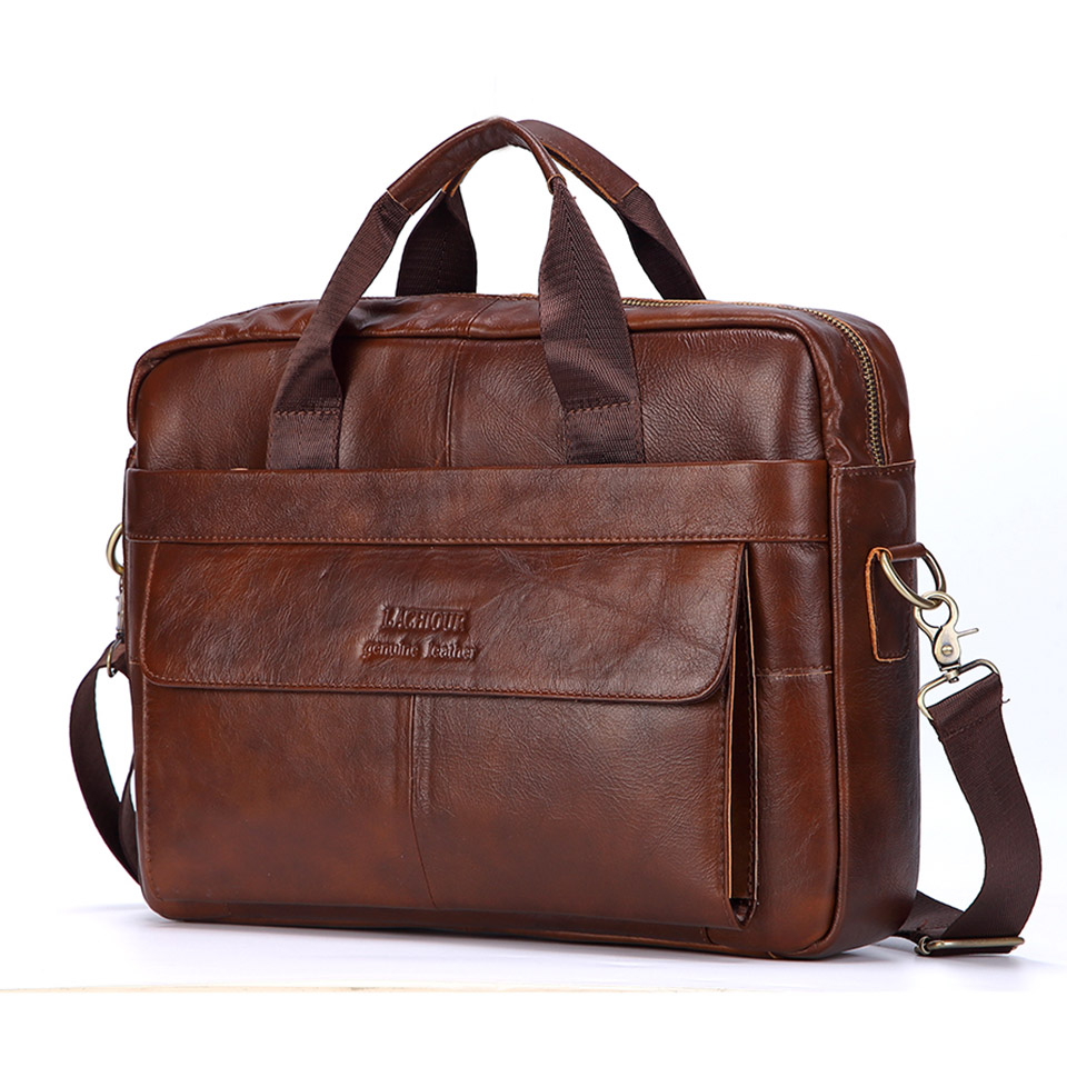 Leather Briefcase - Hommes en cuir véritable sacs à