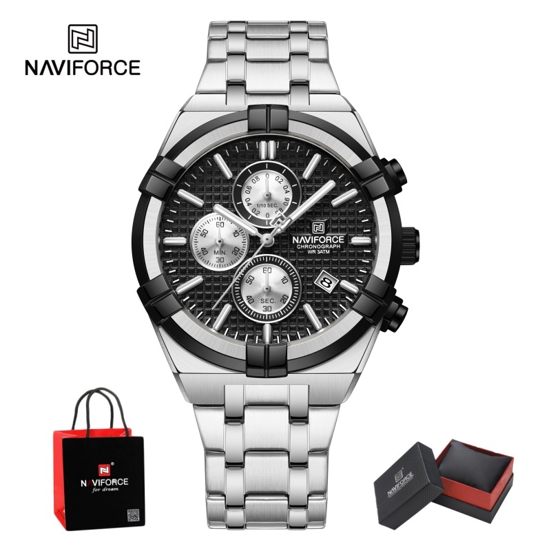 Luxury Watch Men - Montre chronographe à quartz NAVIFORCE pour