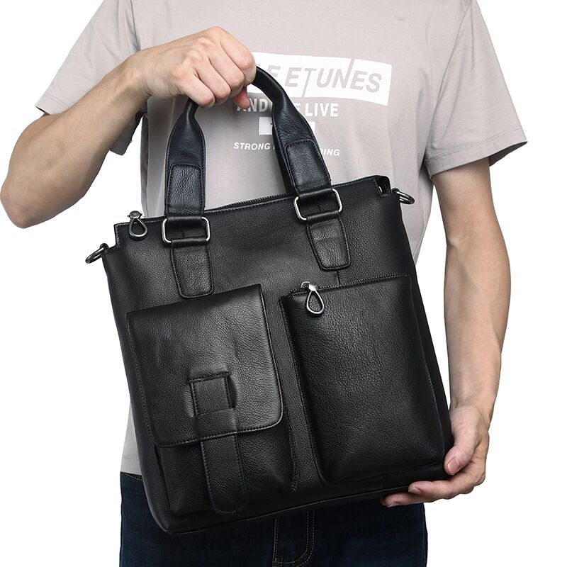 Leather Briefcase - Sac à main Vertical en cuir