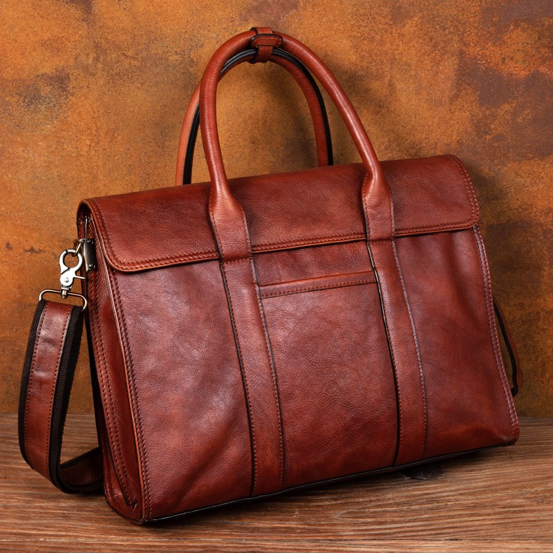 Leather Briefcase - Sac à main en cuir tanné