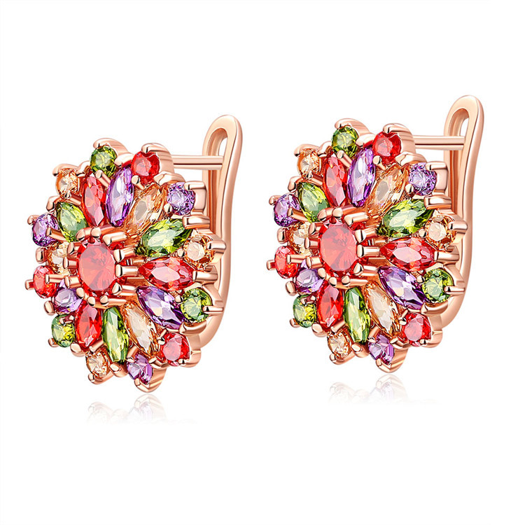 Gold Plated Jewelry - Boucles d'oreilles fleur en cristal naturel