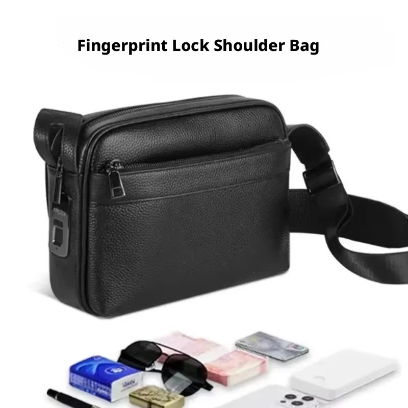 Leather Wallet Men - Sacs à verrouillage par empreinte digitale