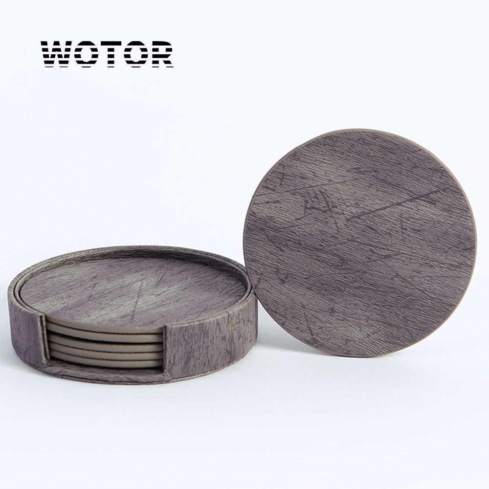 WOTOR 6 pièces/lot cercle bois - Marble Coaster Set avis et prix