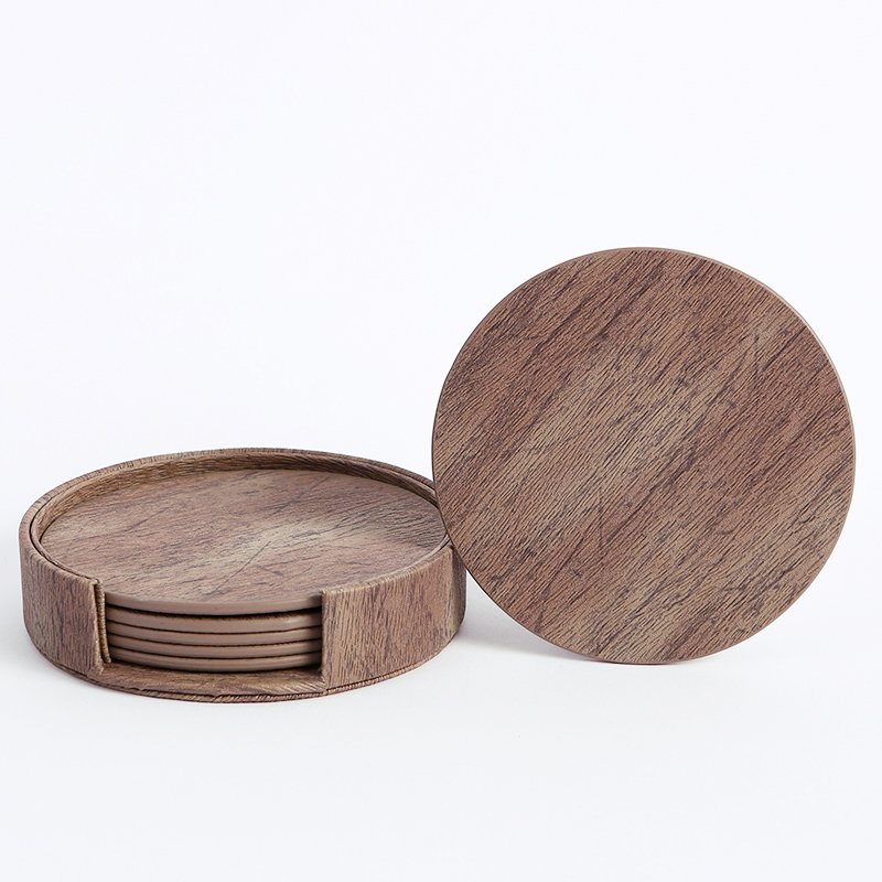 WOTOR 6 pièces/lot cercle bois - Marble Coaster Set avis et prix