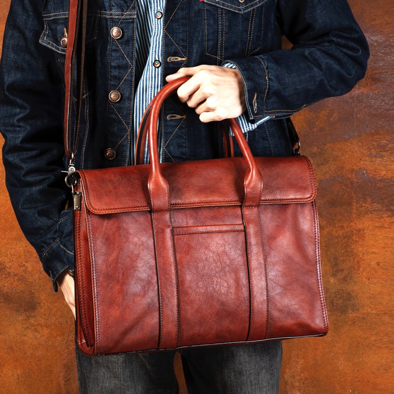 Sac à main en cuir tanné végét - Leather Briefcase avis et prix