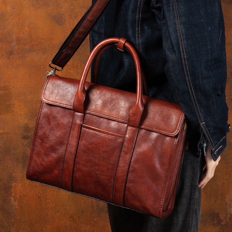 Sac à main en cuir tanné végét - Leather Briefcase avis et prix