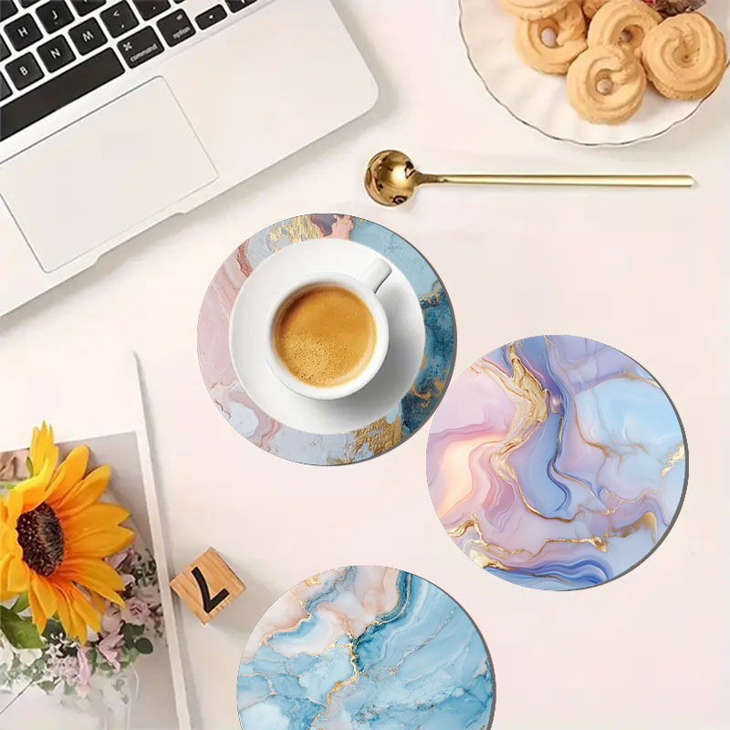 4 sous-verres imprimés motif m - Marble Coaster Set avis et prix