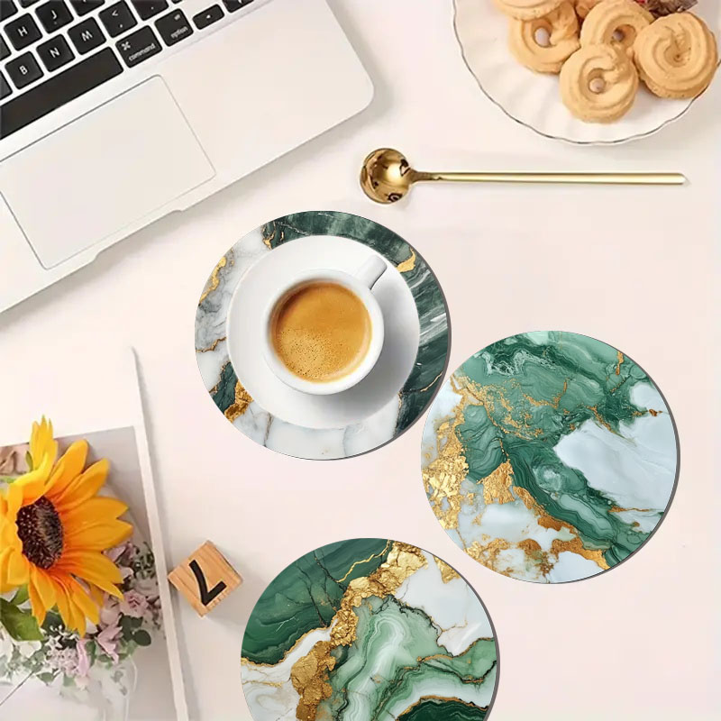 4 sous-verres imprimés motif m - Marble Coaster Set avis et prix