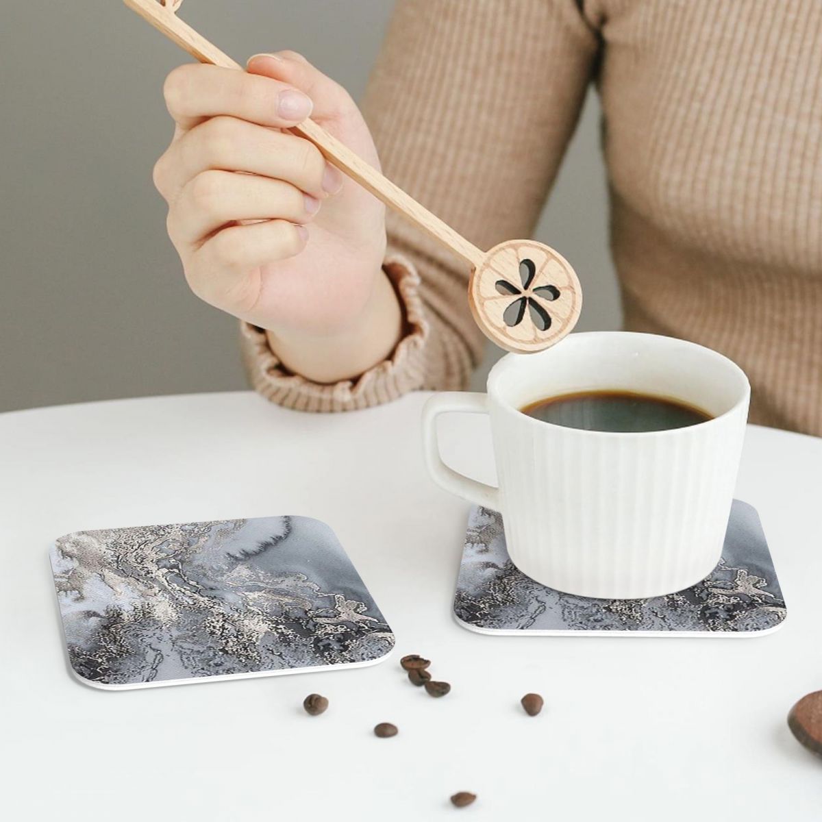Sous-verres gris et argentés e - Marble Coaster Set avis et prix