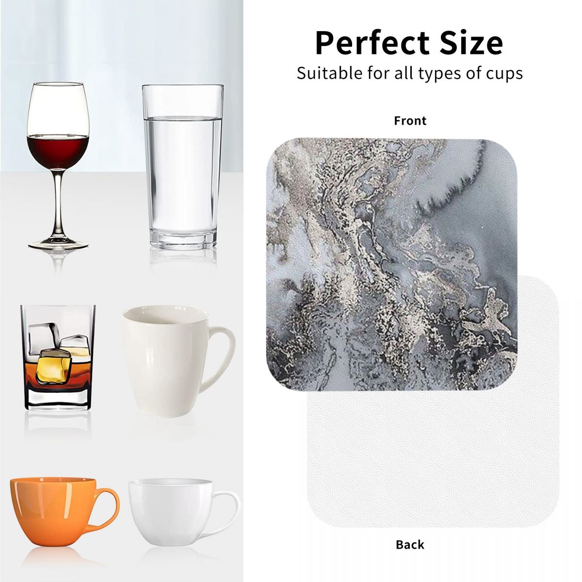 Sous-verres gris et argentés e - Marble Coaster Set avis et prix